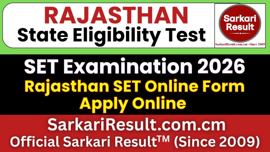 Rajasthan State Eligibility Test SET Online Form 2026